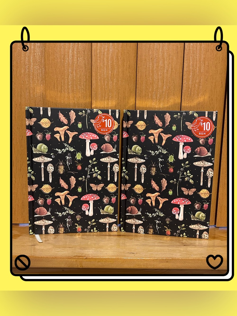 Barnes&Noble Hardcover Gold-Gilded Edge Woodland Mushroom Insects Journals 2Pcs